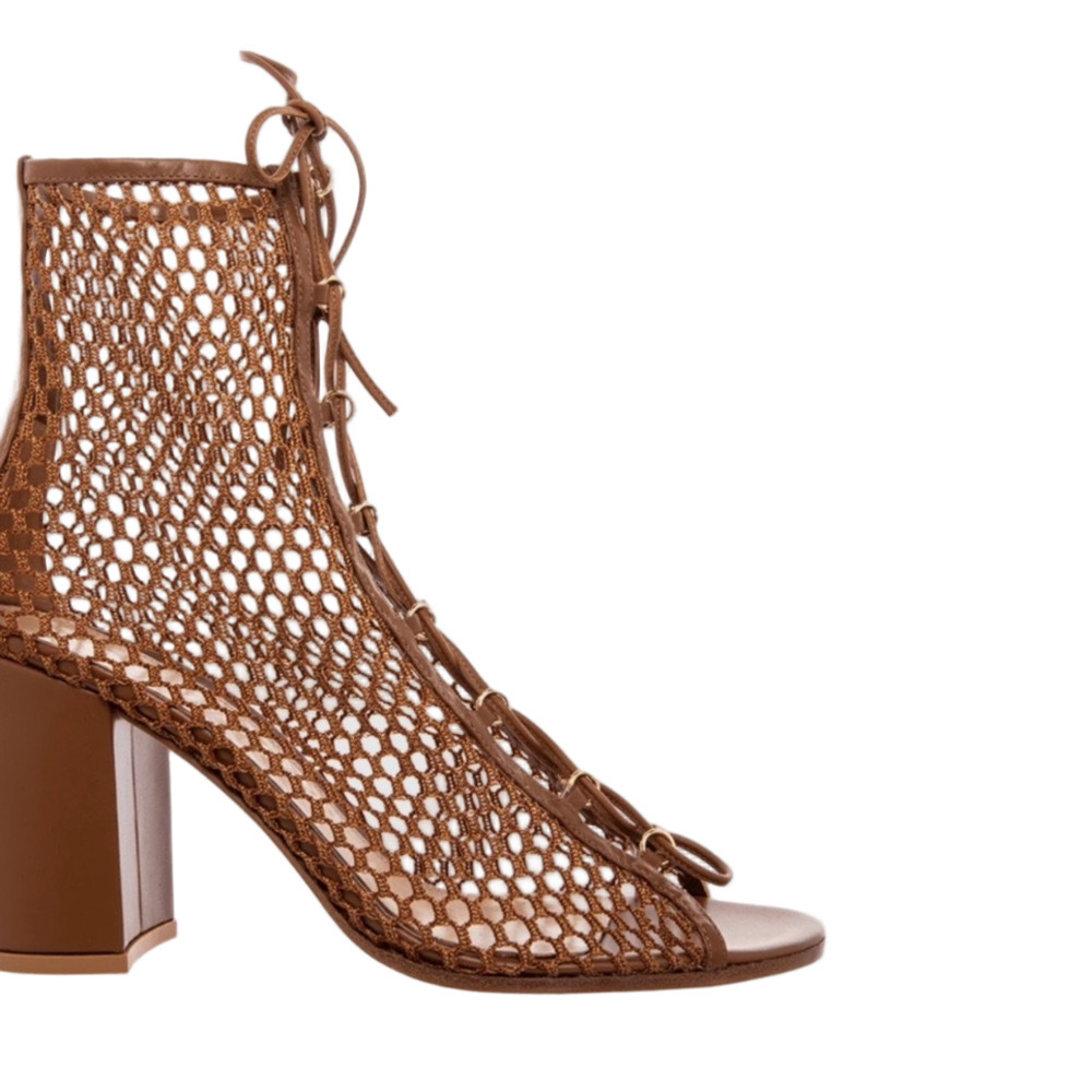 Gianvito Rossi Tan Lace-Up Heeled Gladiator Heels - 10 - Picture 4 of 13